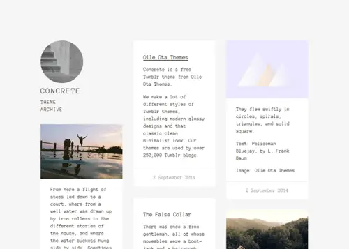 Concrete Free Minimal Tumblr Theme