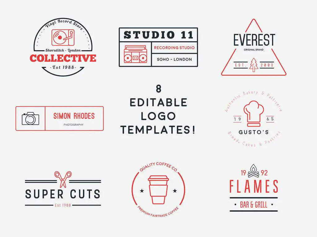 Free Logo Hipster Template & Icon Set