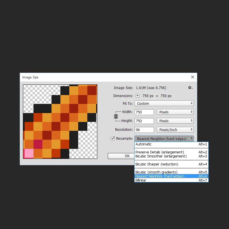 Image Size Dialog Box Hard Edges