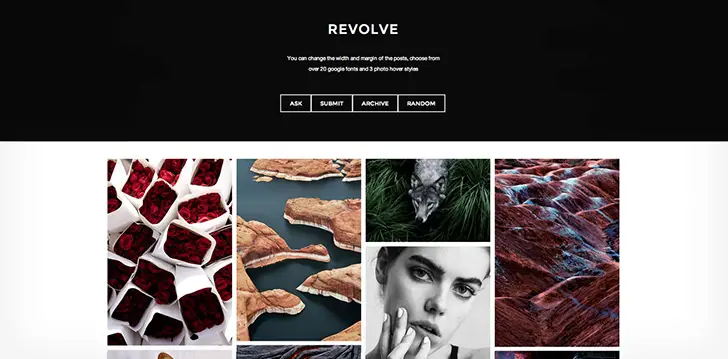 Revolve Free Minimal Tumblr Theme