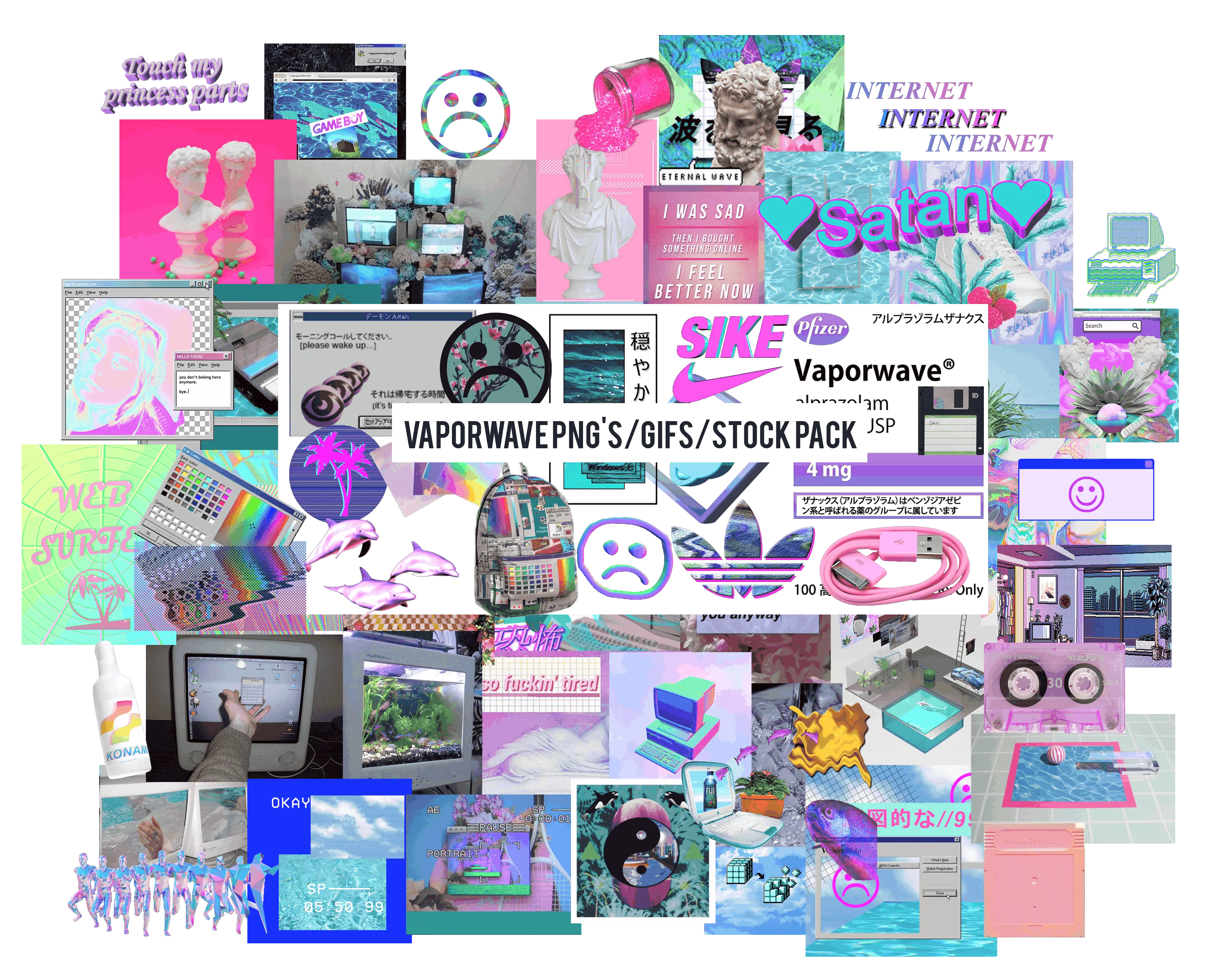 Vaporwave PNG's/GIF's/Stock Pack by Summer-to-the-spring