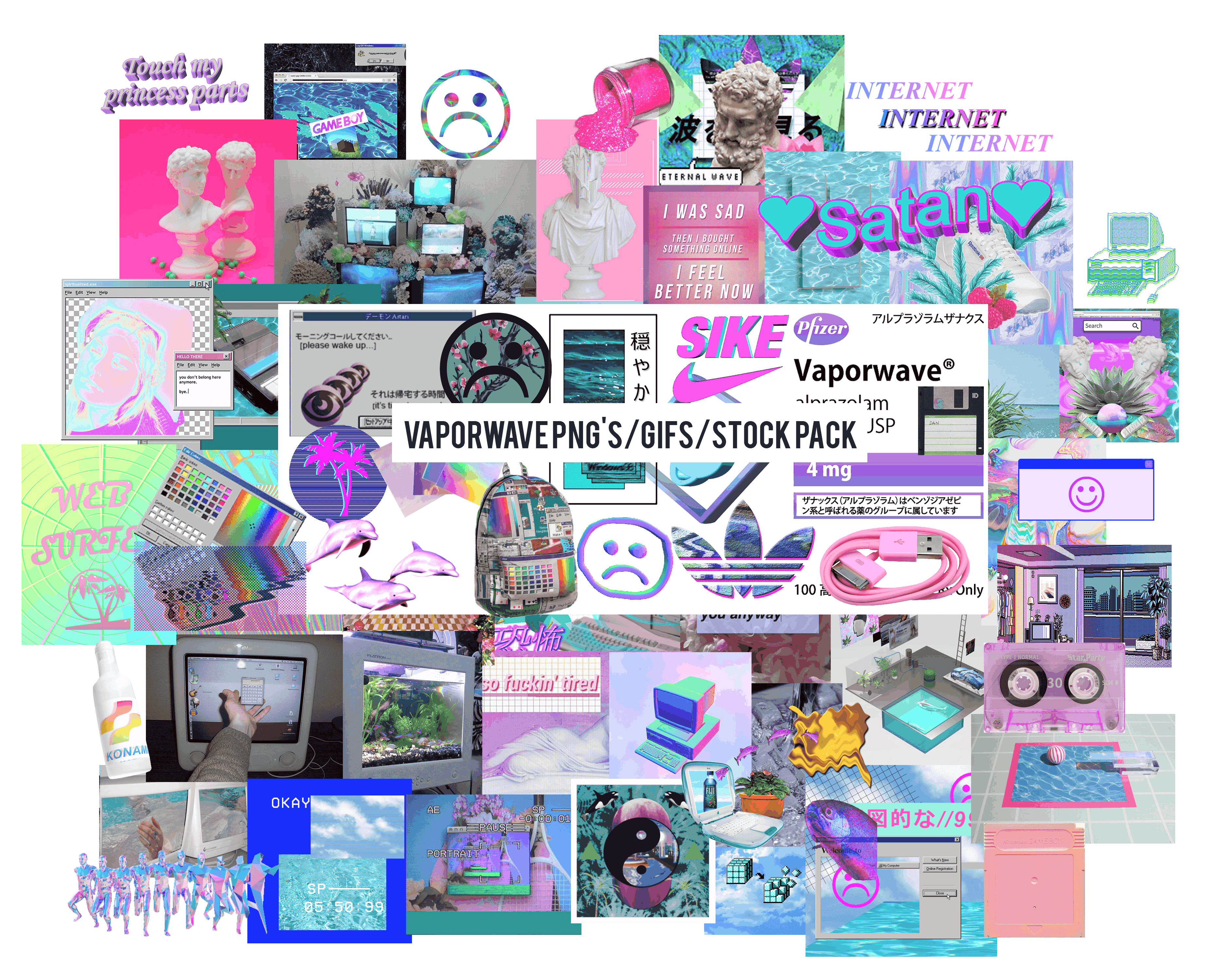 Vaporwave PNG's/GIF's/Stock Pack by Summer-to-the-spring