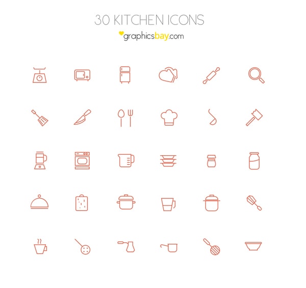 30 Free Kitchen Vector Icons