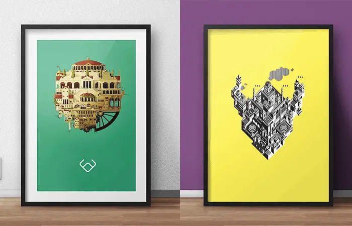 Free Framed PSD Poster Mockups