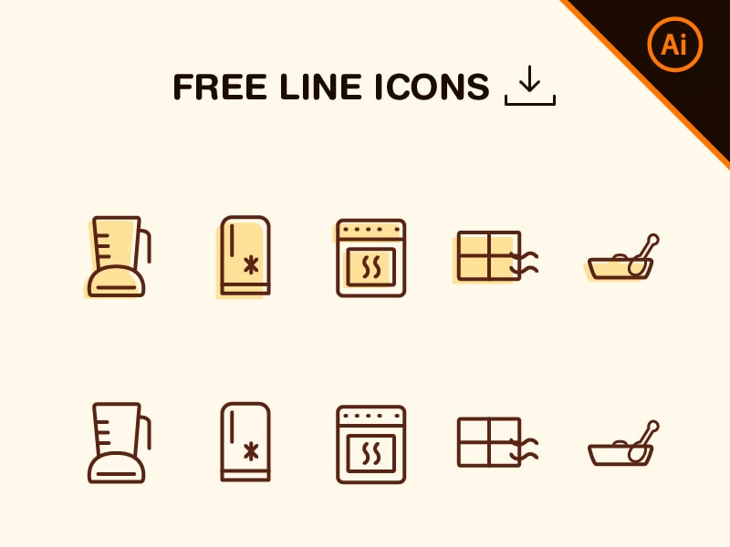 Free Vector Line Kitchen Icons