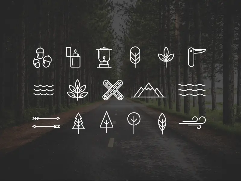 Free Wilderness Camping Vector Icons