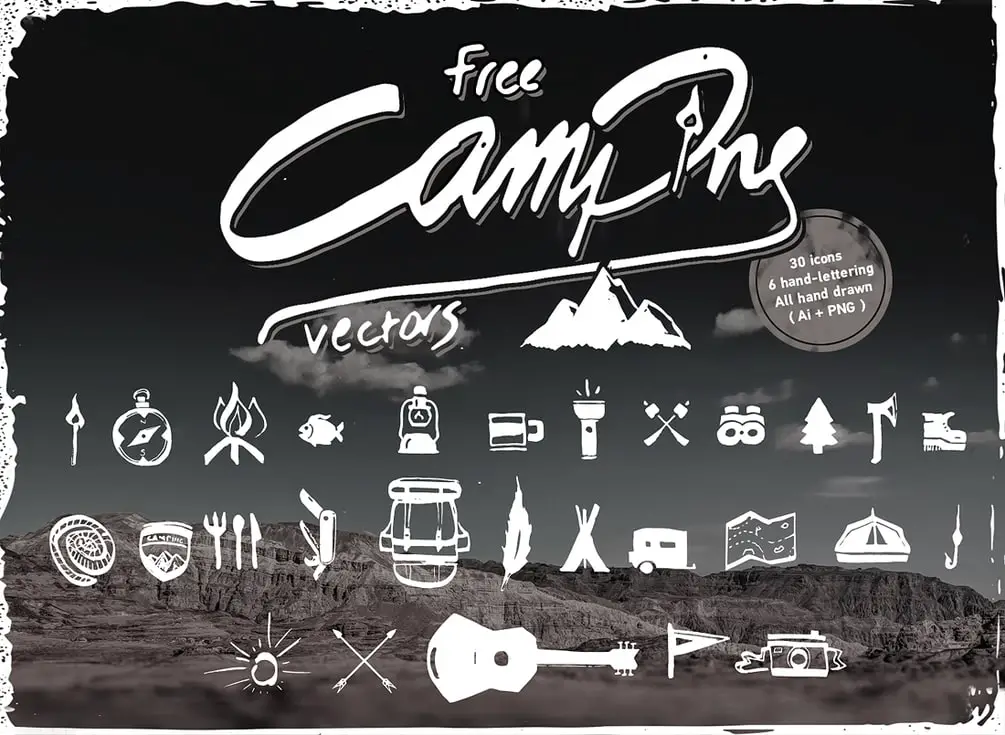 Free hand-drawn Camping Vector Icons