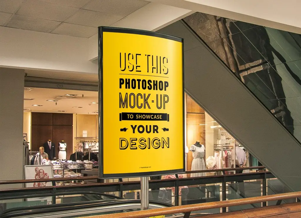 Free Indoor Advertising Poster Mockup