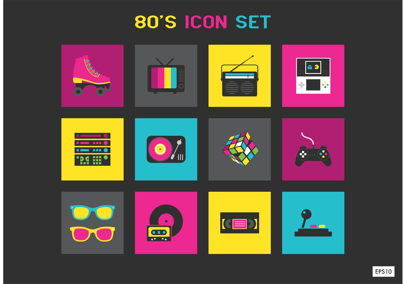 Free 1980s Vector Icon Set