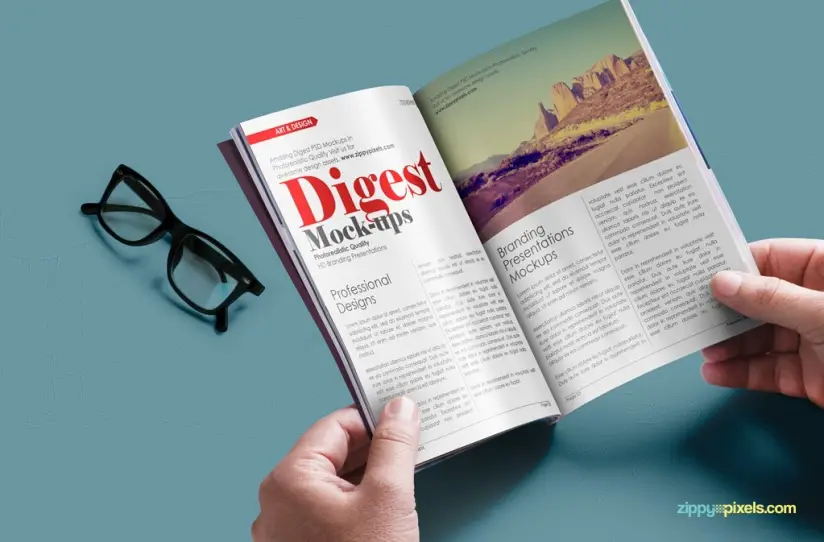 Free Digest-size PSD Magazine Mockup