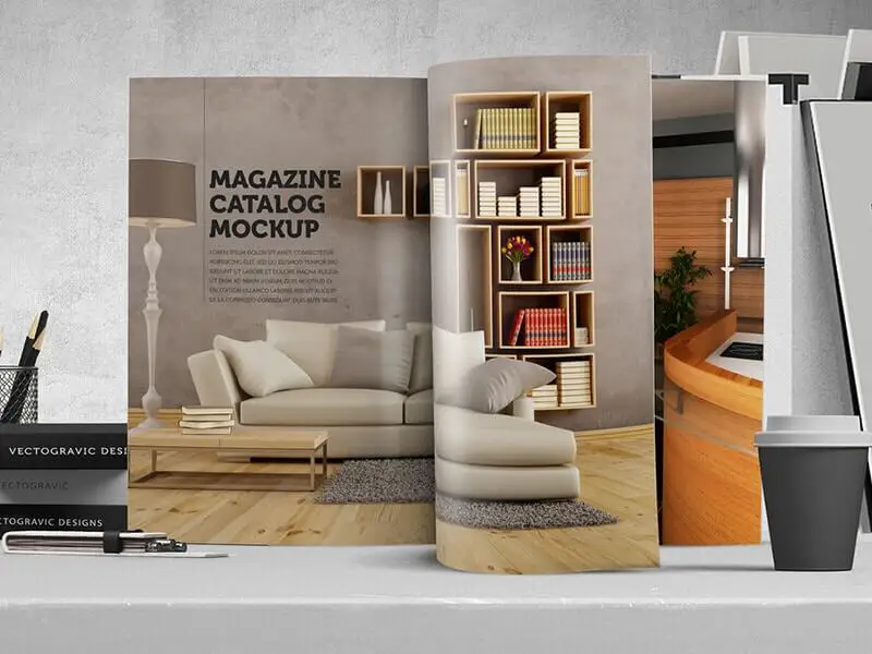 Free PSD Magazine Catalog Mockup