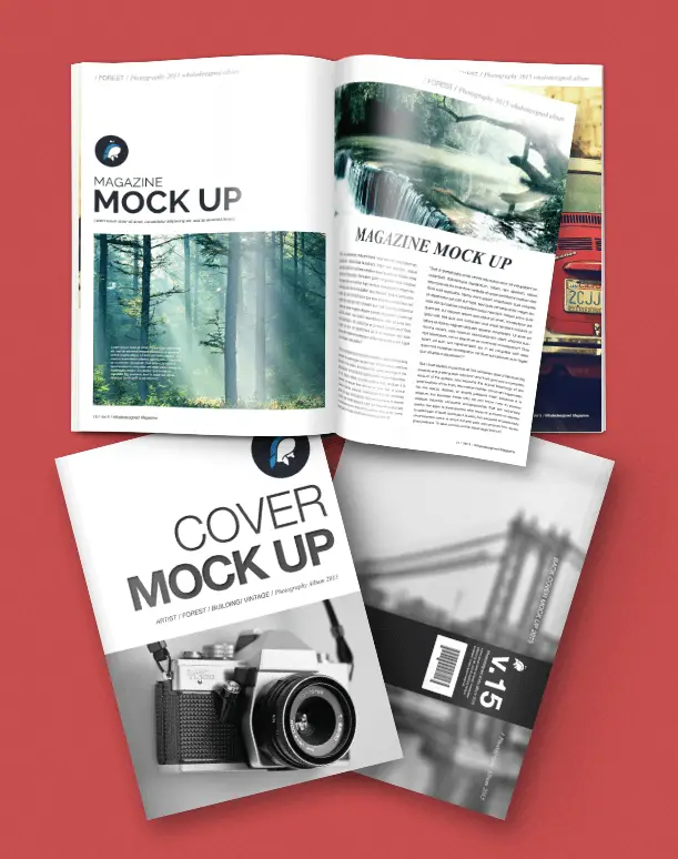 Free PSD Mockup - Magazine + Cover
