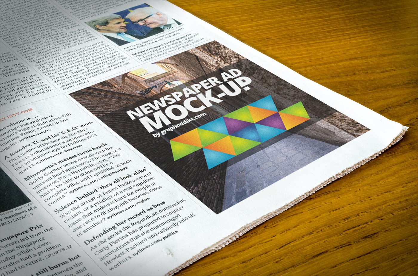 Free PSD Newspaper Advert Mockup