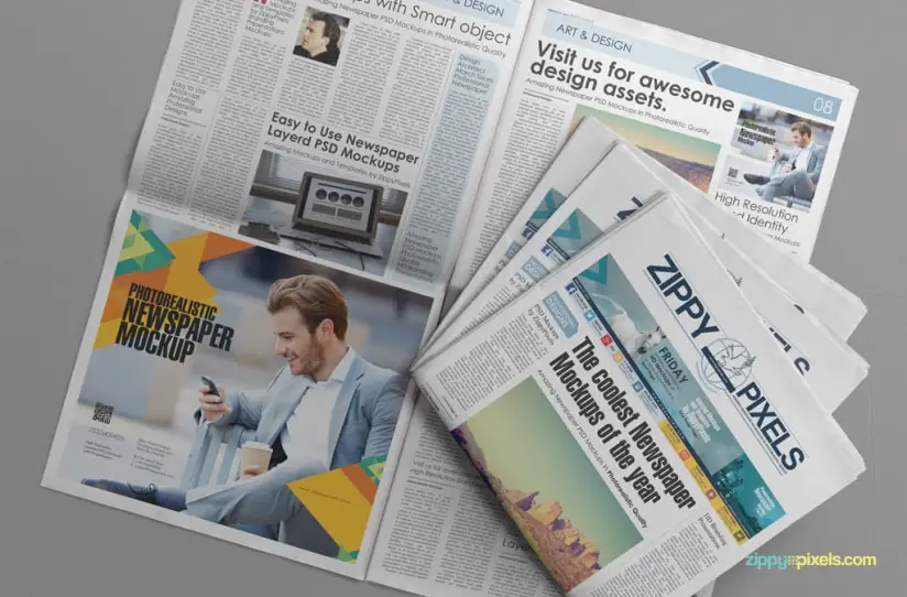 Free Photorealistic Newspaper Ad PSD Template