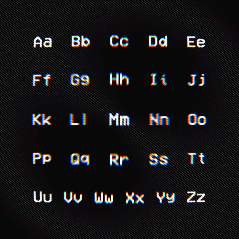 VCR OSD Mono - Free Pixel Font Characters