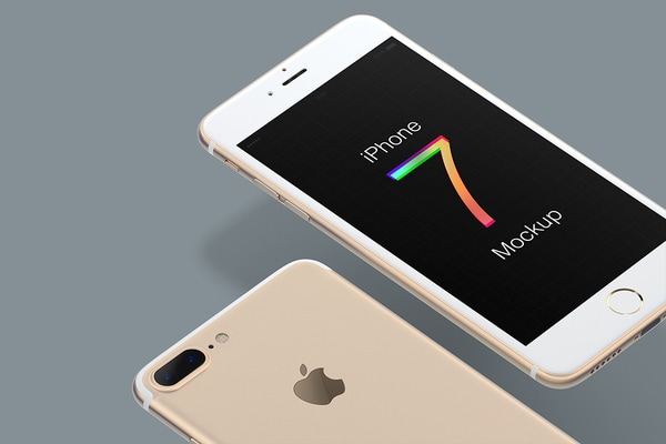 Free iPhone 7 PSD Mockup - Gold