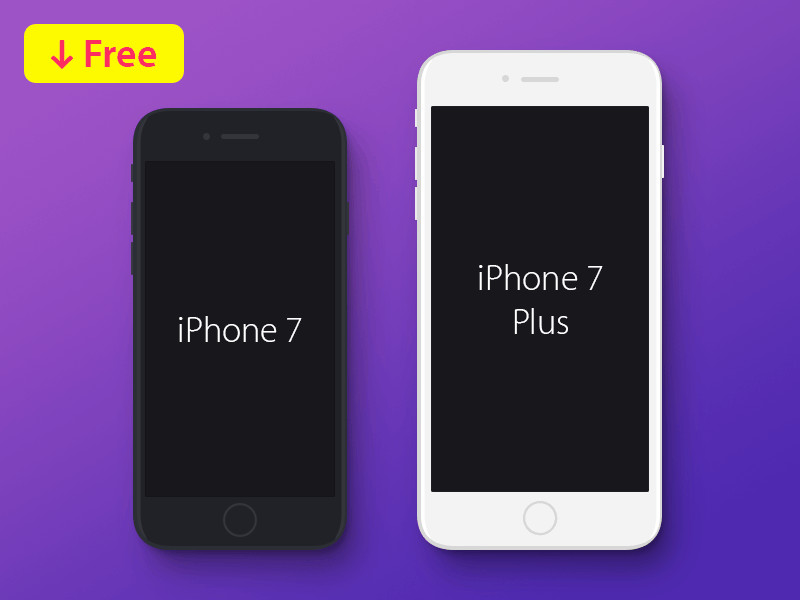 Free iPhone 7 & iPhone 7 Plus PSD Mockup