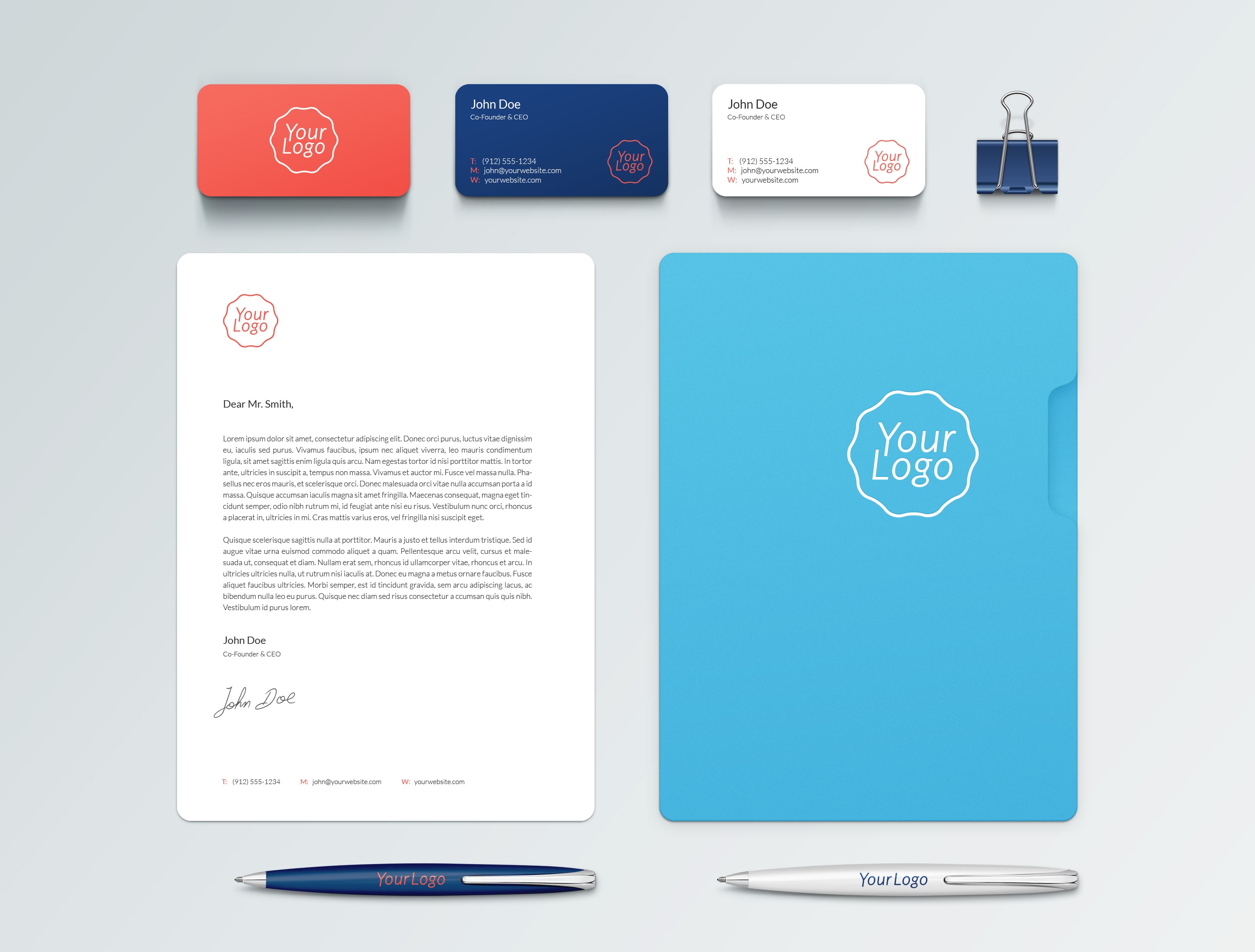 Free Business Card and A4 PSD Mockup