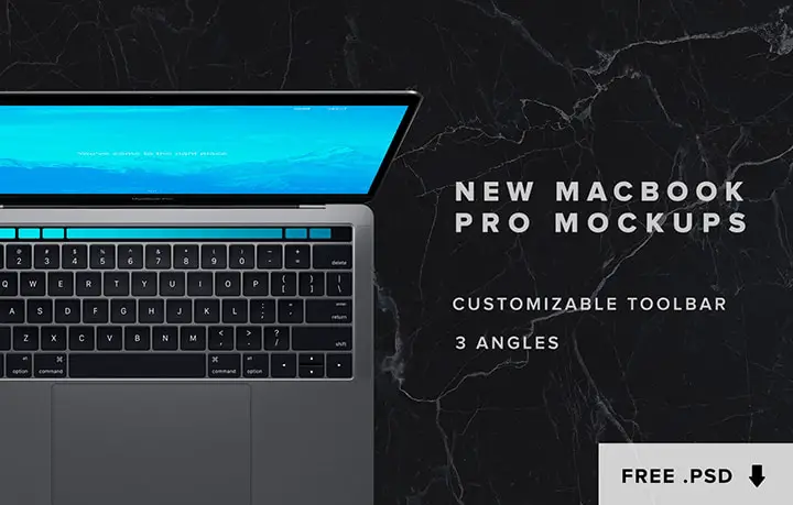 FREE Macbook Pro (2016) Touch Bar Mockup PSD