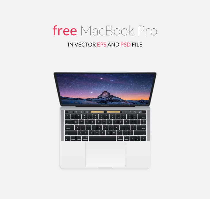 Free 2016 MacBook Pro Mockup With Touch Bar