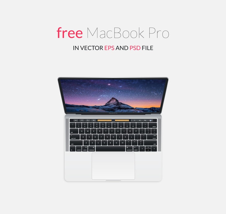 Free 2016 MacBook Pro Mockup With Touch Bar
