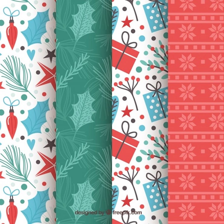 collection of bright christmas patterns