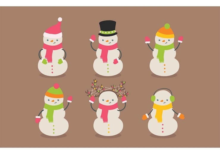 Christmas icons with snowman 