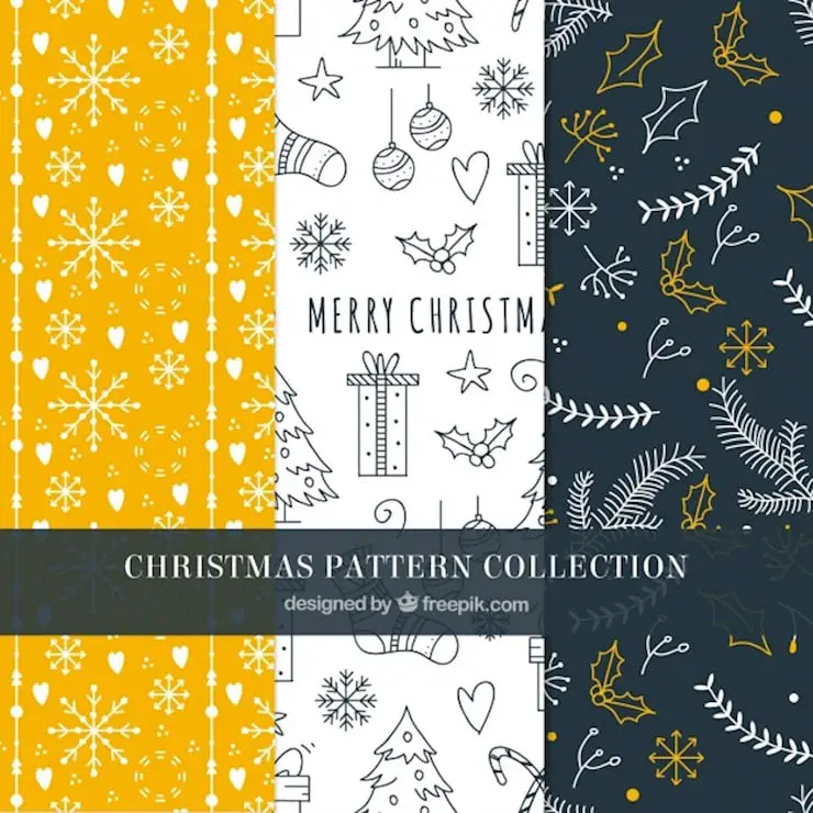 set of hand drawnchristmas patterns