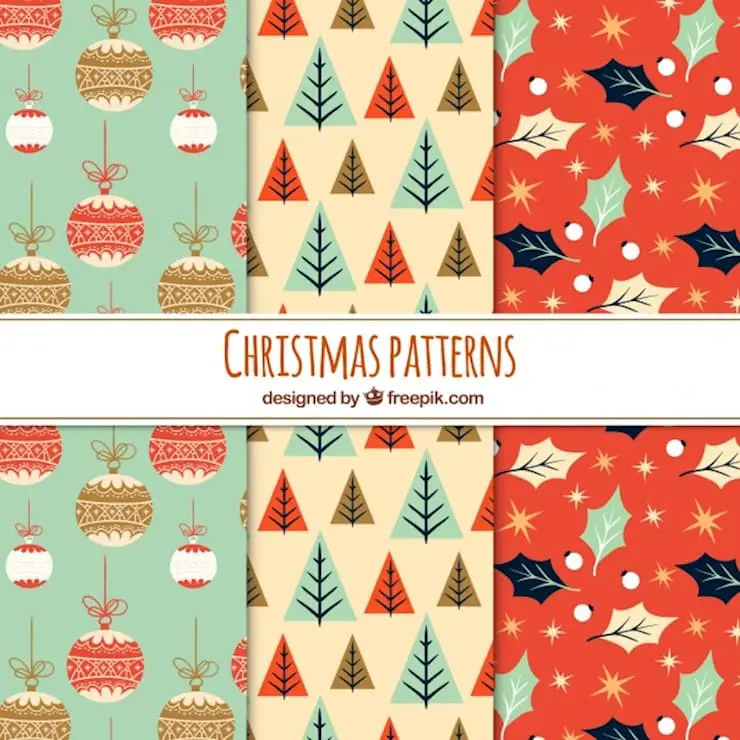 three nice christmas patterns in vintage style