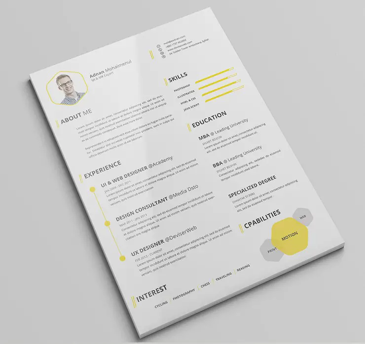 Premium CV Resume PSD Template with Cover Letter