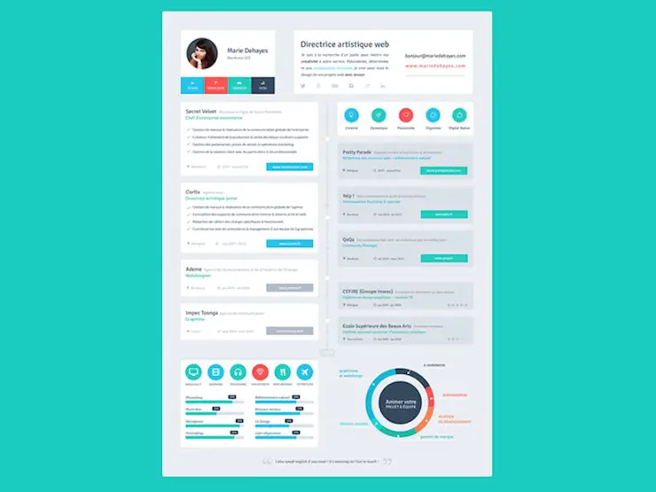 flat design resume timeline cv