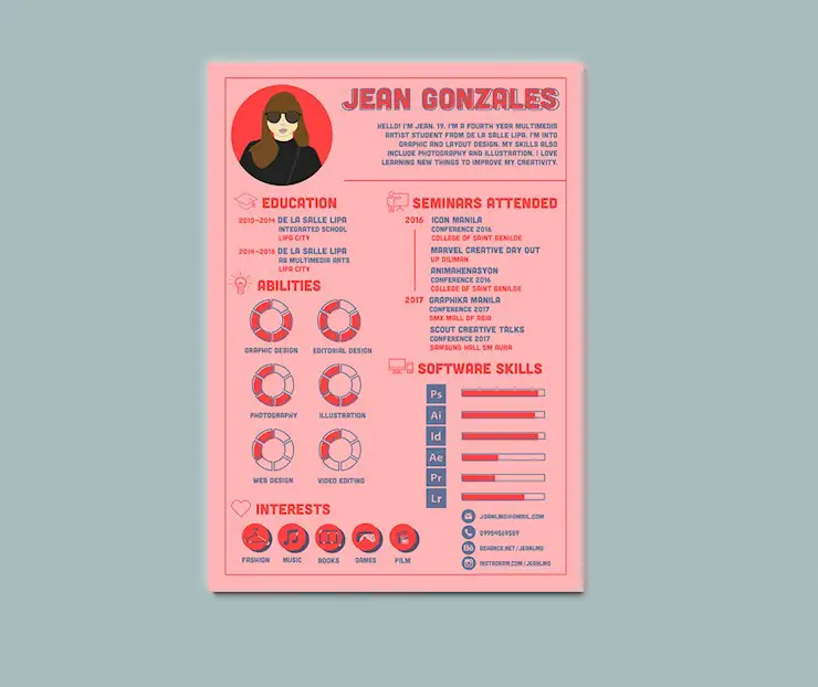 red illustration resume designs