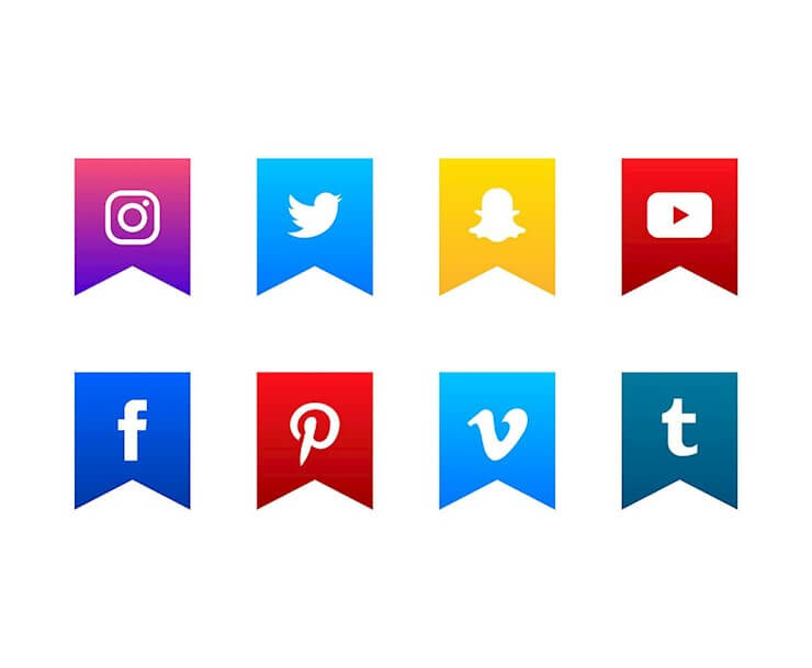 ribbon-vector-social-media-icons-set