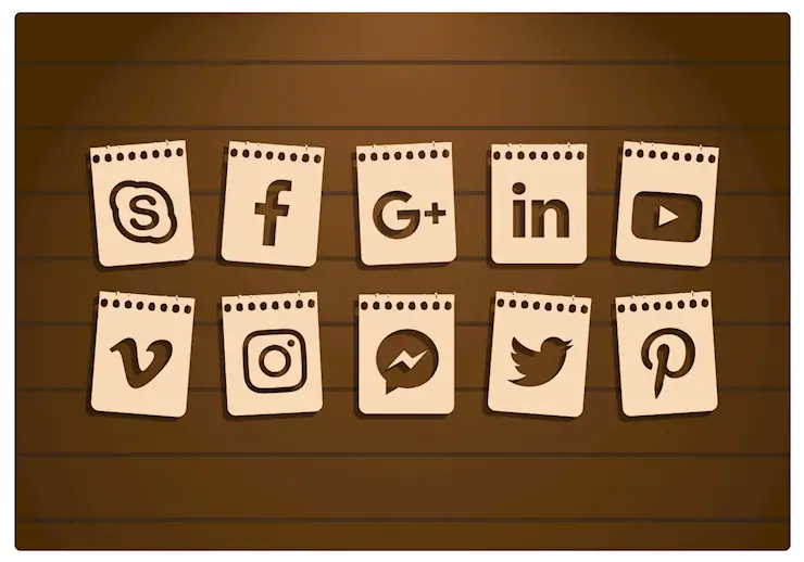 social-media-paper-icons-set-vector