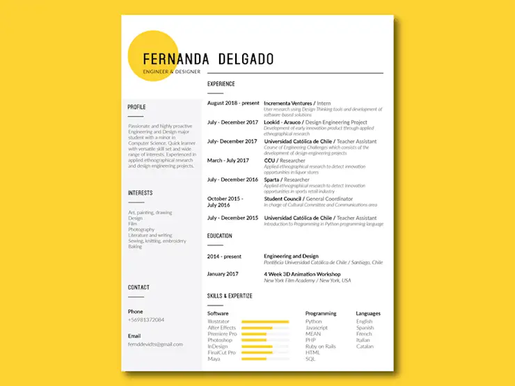 resume-design-yellow