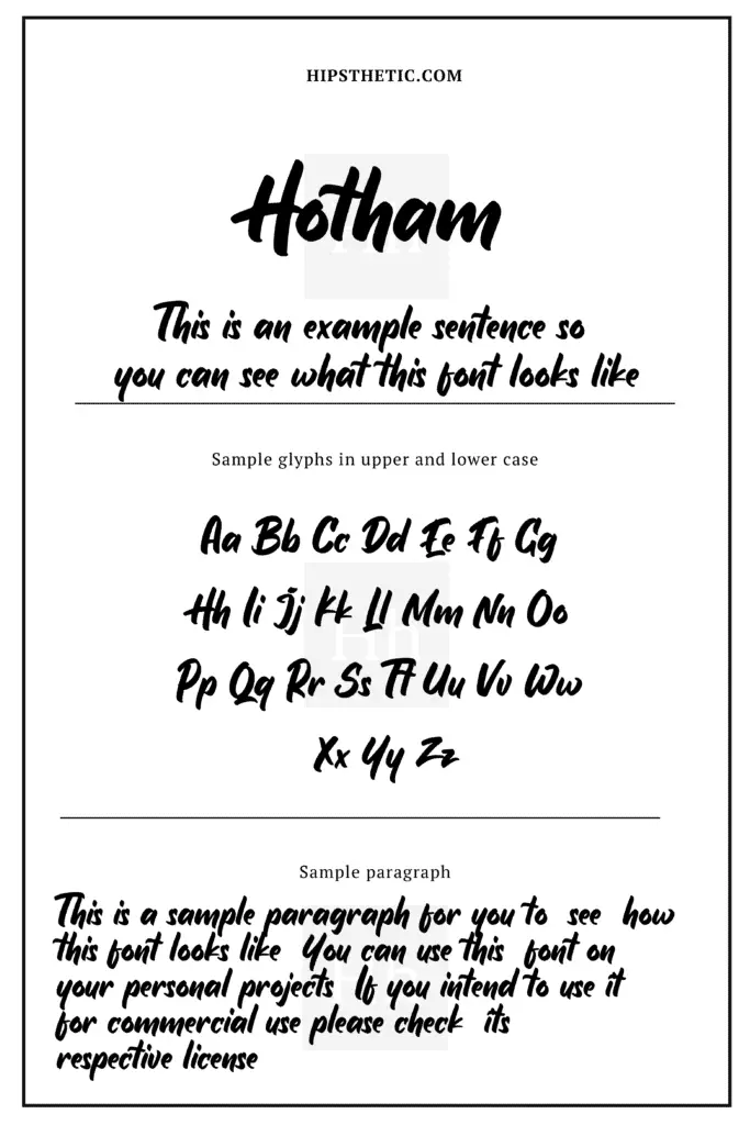 Hotham Bold Handwriting Font Hipsthetic