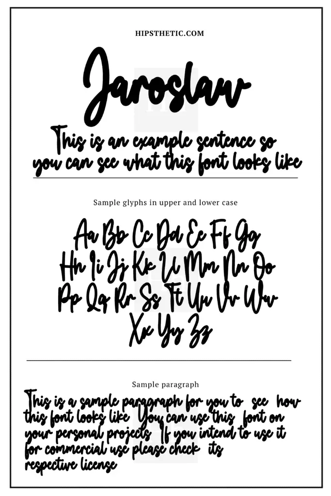 Jaroslaw Bold Handwriting Font Hipsthetic