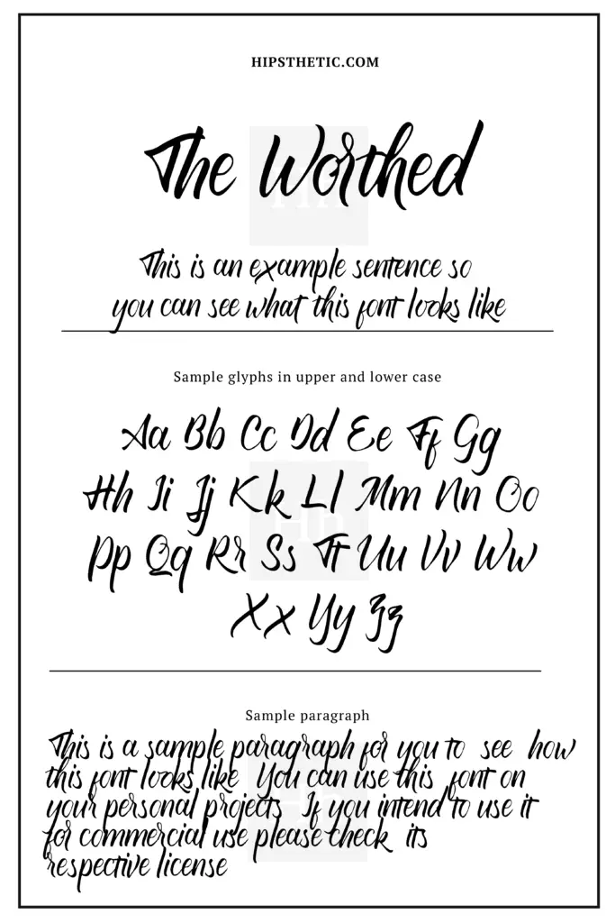 The Worthed Bold Handwriting Font Hipsthetic