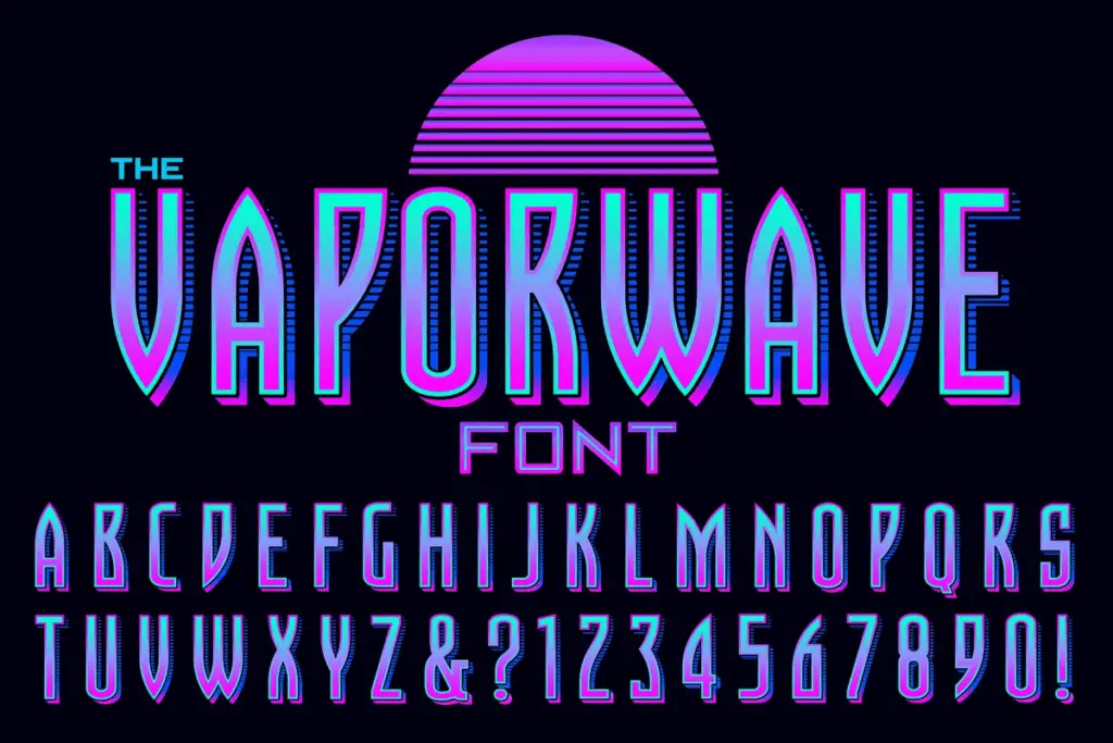 Vaporwave fonts vector hipsthetic