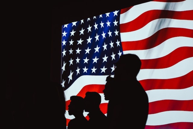 USA Flag with shadows